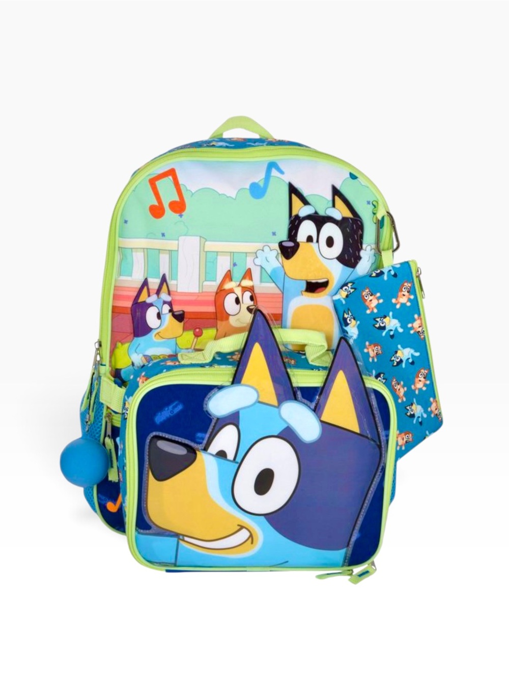 16" Bluey Backpack School bag With Lunch Box 3D Ears NWT 5 Piece Set